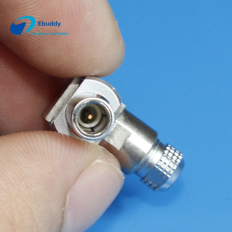 Right angle 00S coaxial male plug FLA.00.250